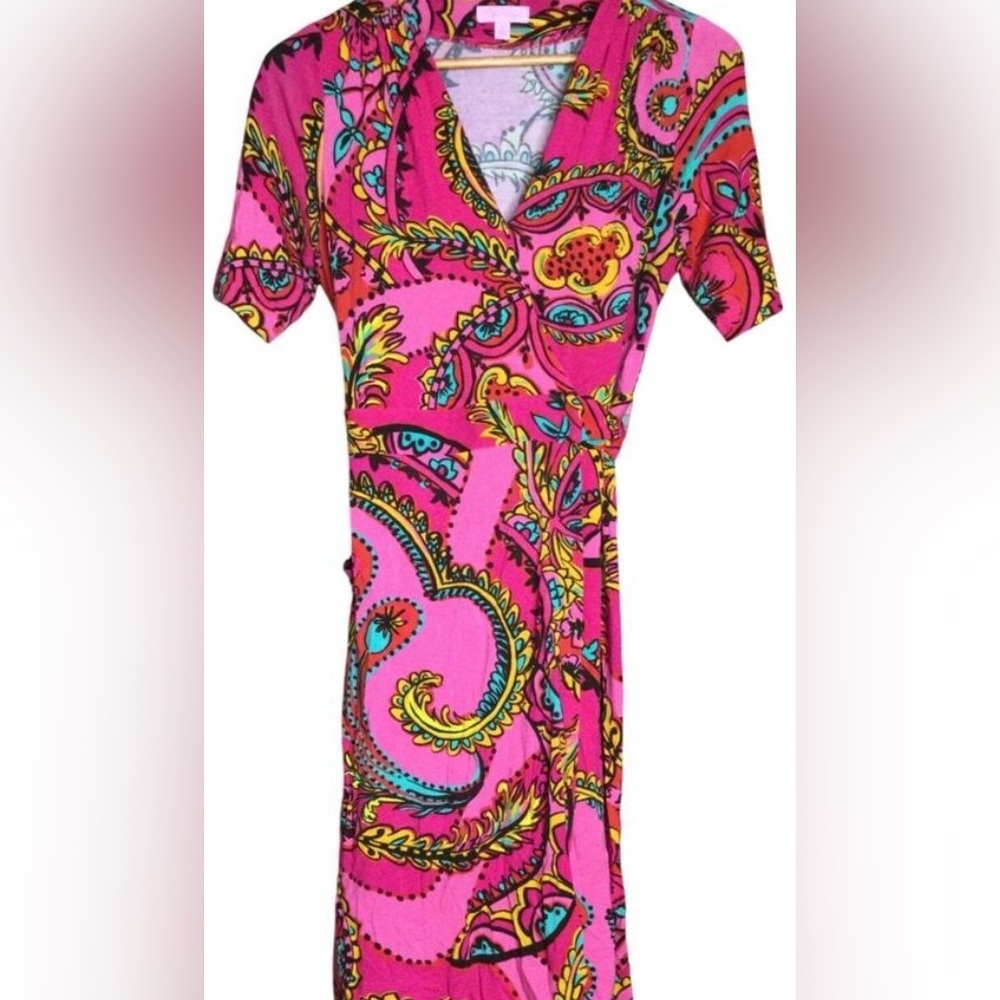 Lilly Pulitzer Pink Paisley Wrap Dress, Size S